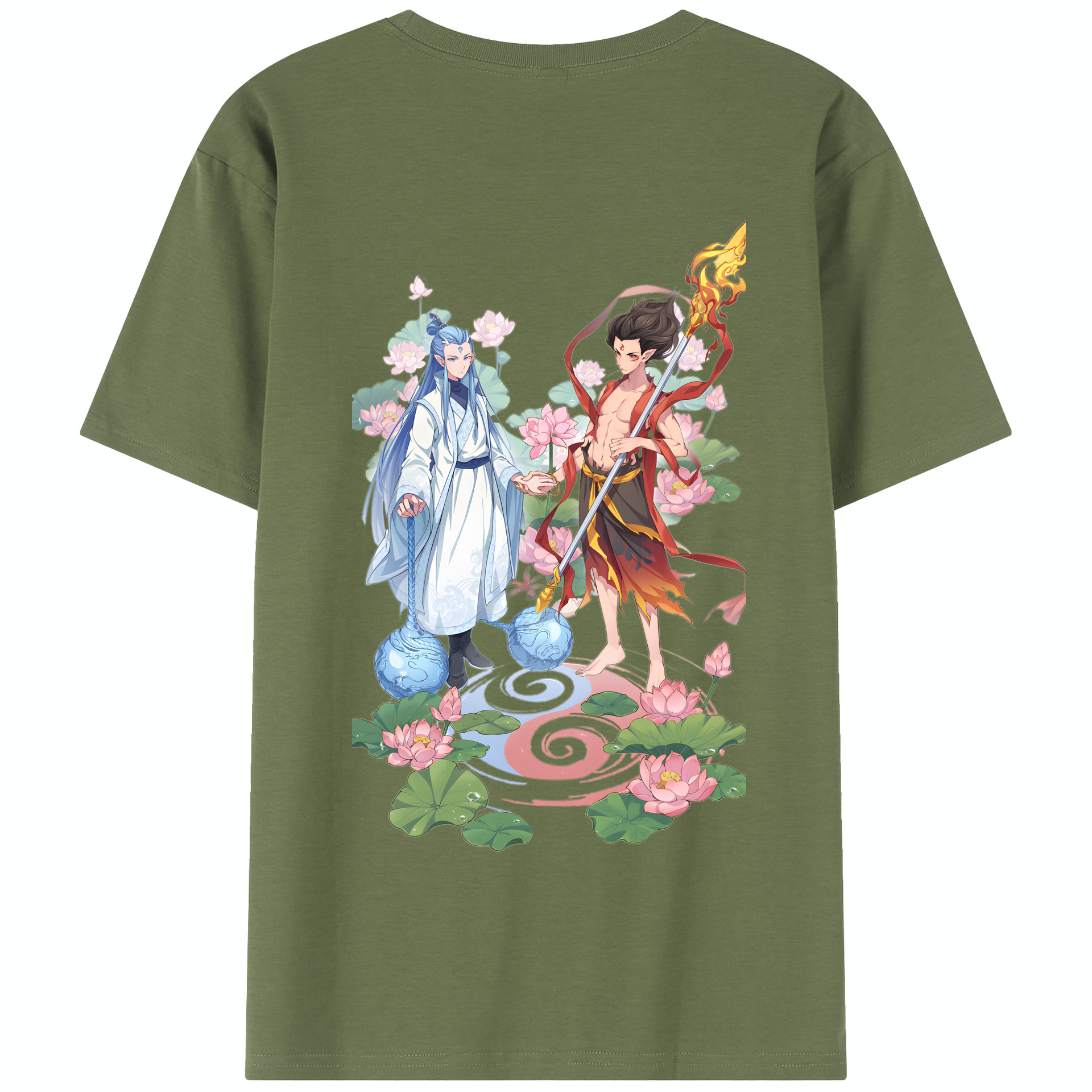 （画像用） Ne Zha 2 ナタ 魔童の大暴れ 綿100％半袖Tシャツ（背面プリント）